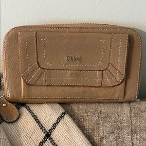 Chloe Tan Leather Zippy Wallet